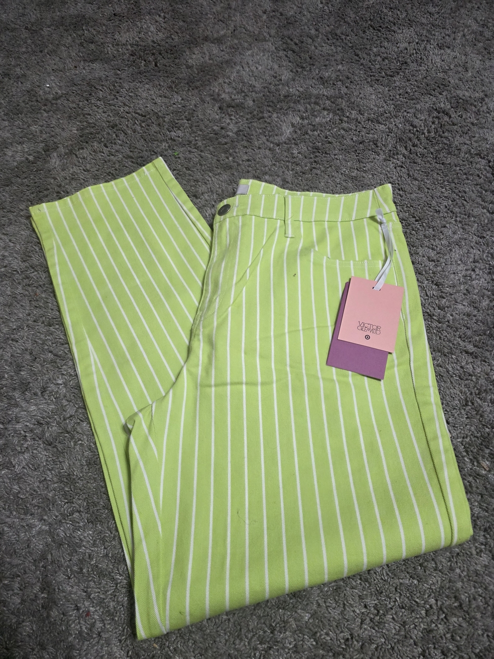 Victor Glemaud Lime Green Striped Women’s Jeans